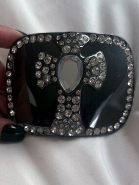 Rhinestone Embellished Black Fashion Buckle